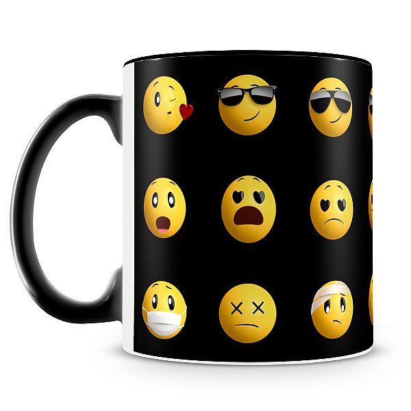 Caneca Personalizada Emojis (Preta)