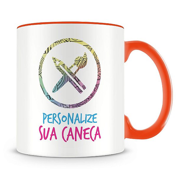 Caneca Personalizada do seu Jeito Alça e Interior Laranja