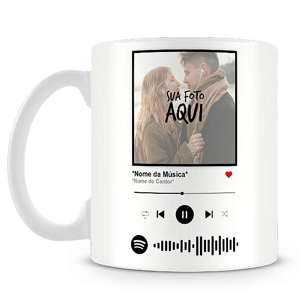 Caneca Personalizada com Foto e Música Spotify (Mod.1)