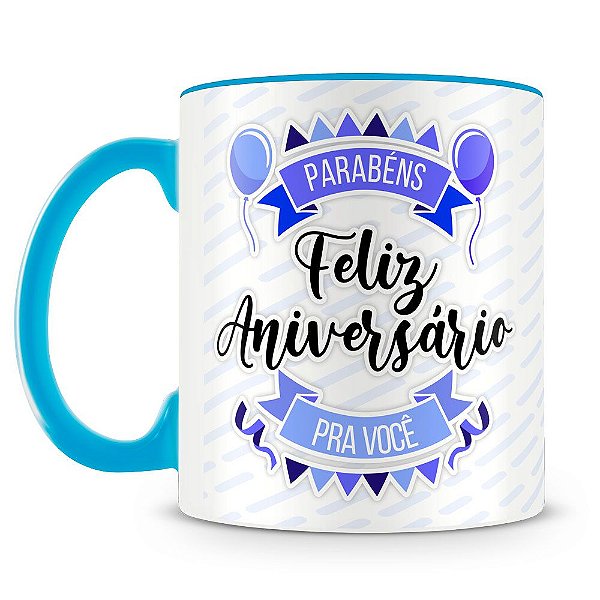 Caneca Personalizada Aniversário - Azul (Foto e Nome)