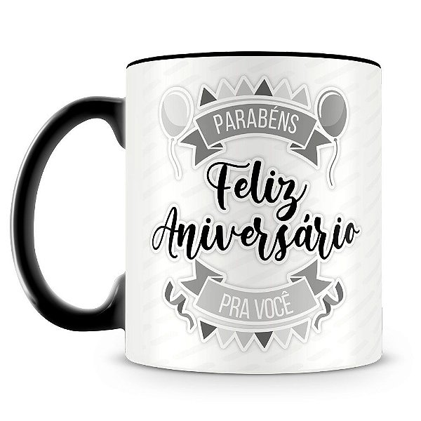 Caneca Personalizada Aniversário - Preta (Foto e Nome)