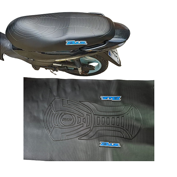 Capa de banco de moto personalizada 3D antiderrapante emborrachada - Honda Biz Logo azul