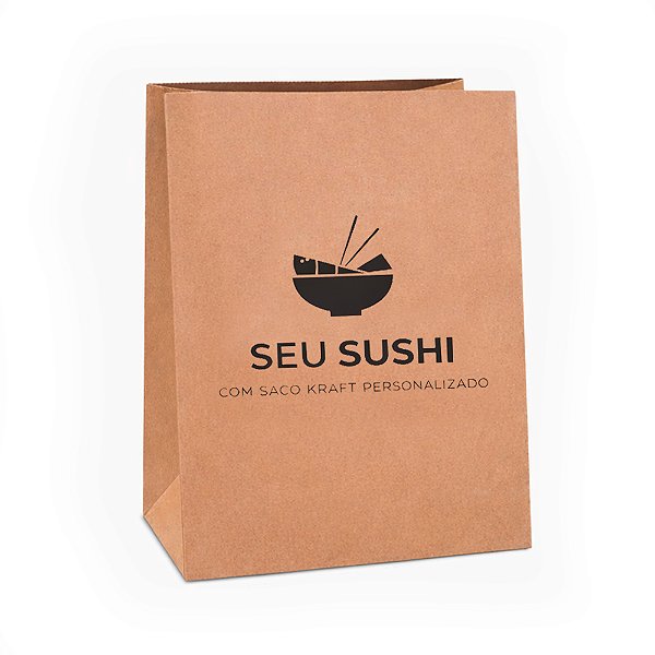 Embalagem Saco Kraft Delivery - 22,5 x 12,0 x 33,5 cm | Personalizado