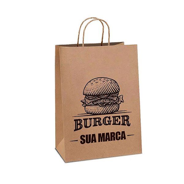 Embalagem Saco Kraft Delivery - Com Alça - 23,0 x 11,5 x 34,0 cm | Personalizado