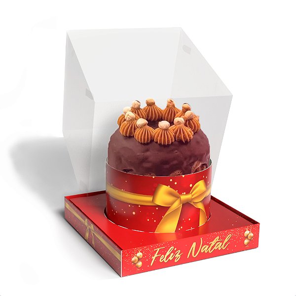 Embalagem para Panetone / Chocotone - Com Visor | Clássica Feliz Natal
