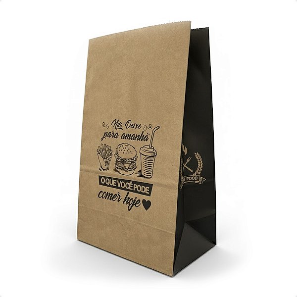 Embalagem Saco Kraft Delivery - Estampado | 23,5 x 15,0 x 39,5 cm