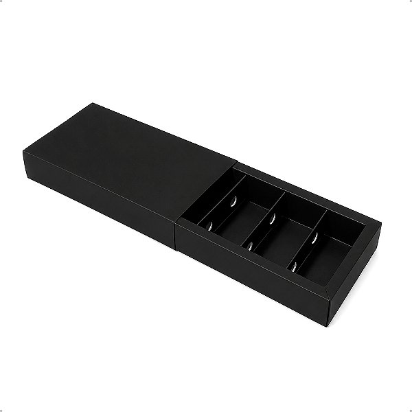 Caixa Gaveta Premium para Sushi com 3 Divisórias – Preta | Grande