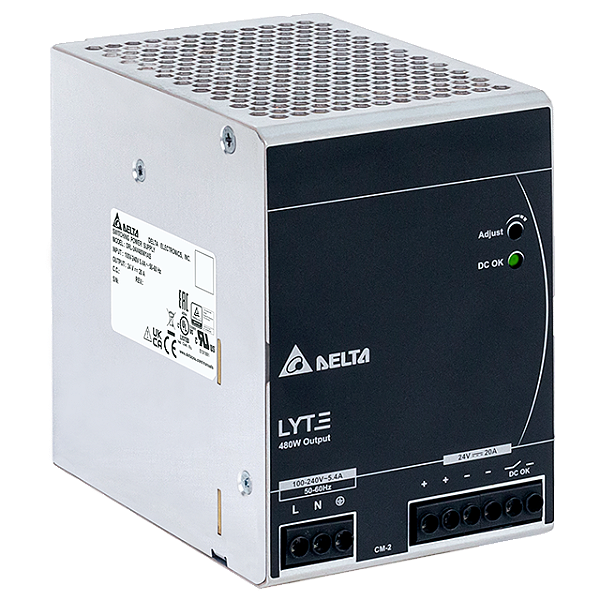 DRL-24V480W1AA FONTE ALIM LYTE  E:85A264V CA 1F S:24V CC 20A TRILHO DIN Delta