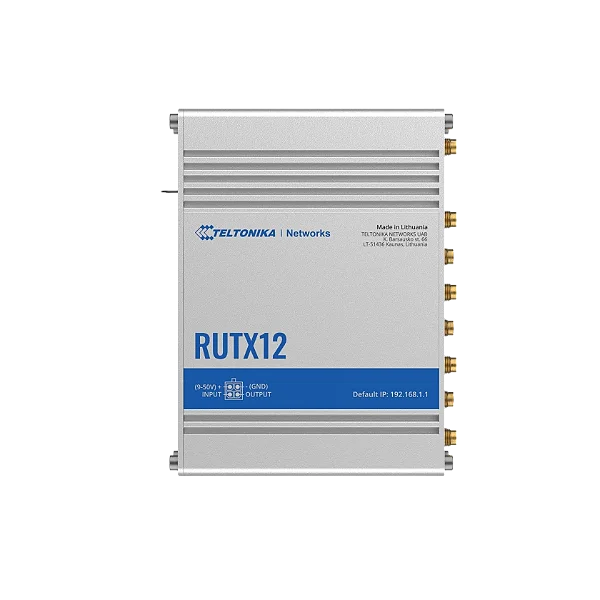 RUTX12 Roteador Celular Industrial DUAL CHIP LTE CAT 6 Simultaneos com Load Balaced + WI-FI & BT