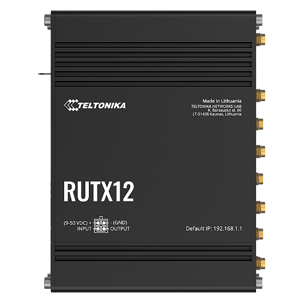RUTX12 Roteador Celular Industrial DUAL CHIP LTE CAT 6 Simultaneos com Load Balaced + WI-FI & BT