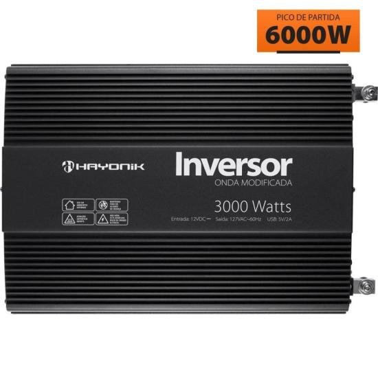 Inversor Automotivo PW12-1 Onda Modificada 3000W 12Vdc/127V HAYONIK