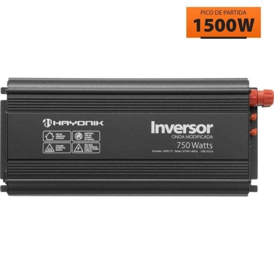 Inversor Automotivo PW12-1 Onda Modificada 750W 12Vdc/127V HAYONIK