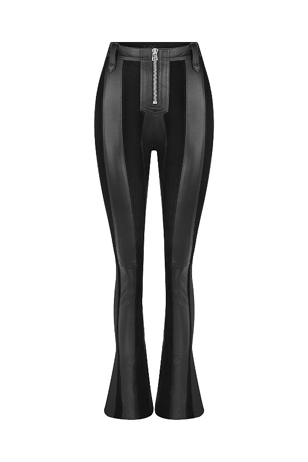 CALÇA STRIPES COURO COM CAMURÇA