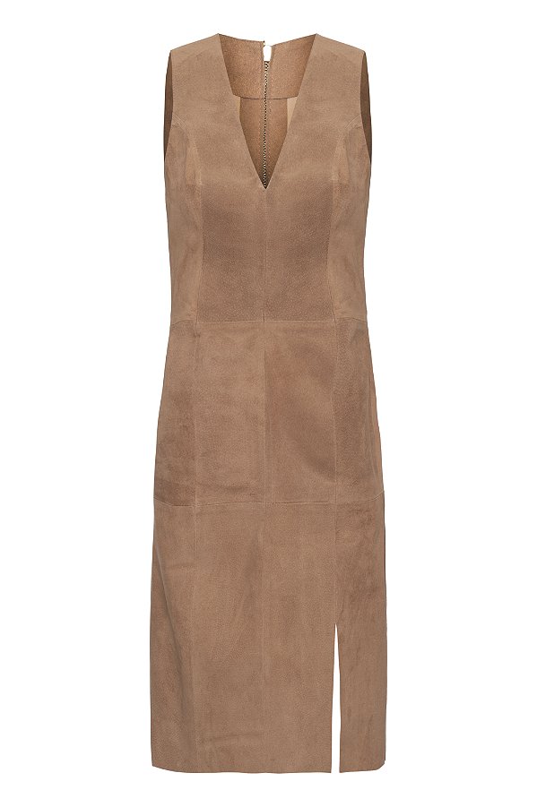 VESTIDO MIDI FENDA CAMURÇA
