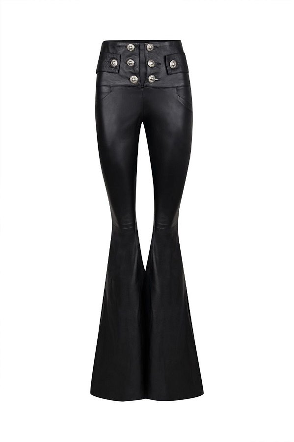 CALÇA FLARE CINTURA ALTA BOTÕES METAL