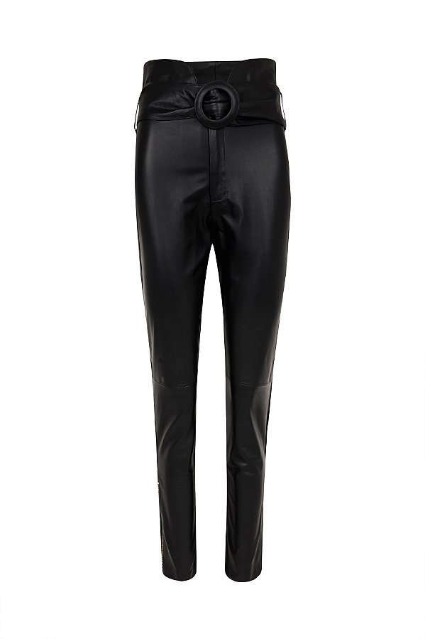 CALÇA CÓS COM CINTO COURO