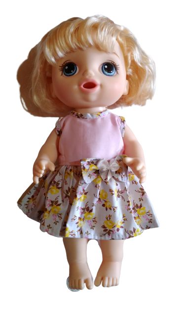 Vestido Floral Amarelo  P/ Boneca Baby Alive/My Little