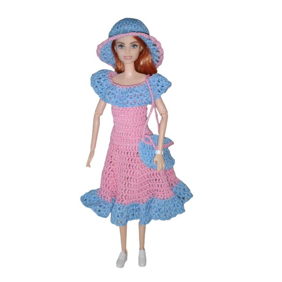 Vestido Croché Retro P/ Boneca Barbie