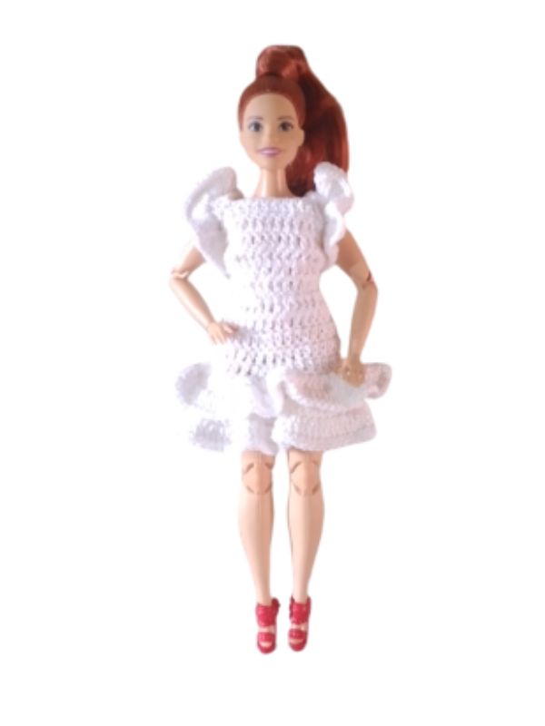Vestido Curto Croché babados Barbie