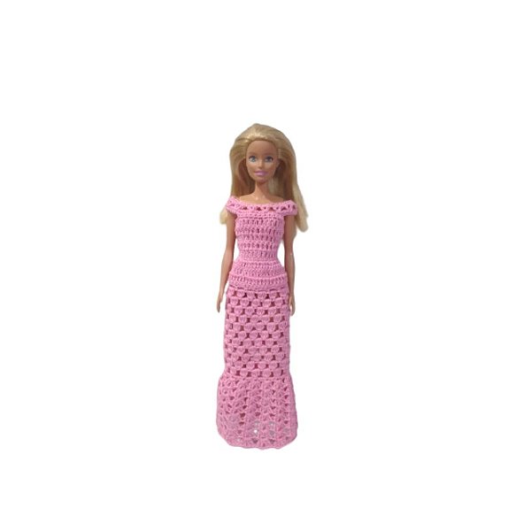Vestido Longo Ombro à Ombro P/ Boneca Barbie