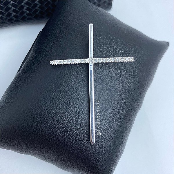 Pingente Cruz c/ Micro Zircônias - Prata 925