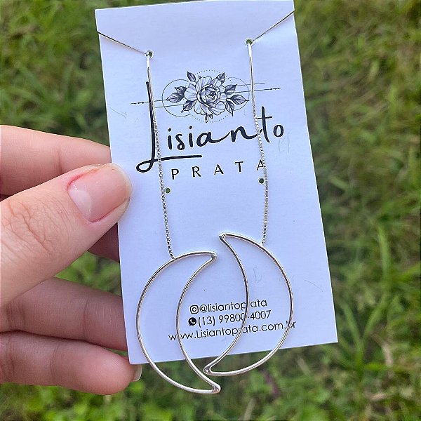 Brinco de Lua Vazado com Gancho - Prata 925