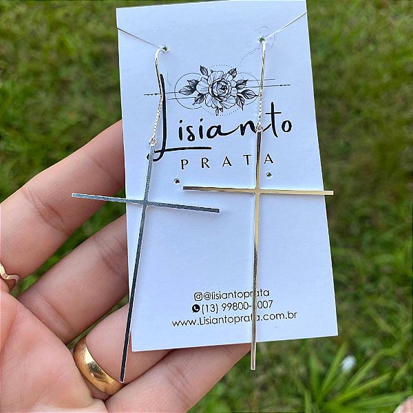 Brinco de Cruz  com Gancho - Prata 925