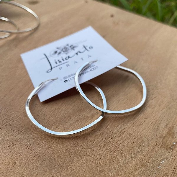 Brinco Argola Ondulada Fio Quadrado - Prata 925