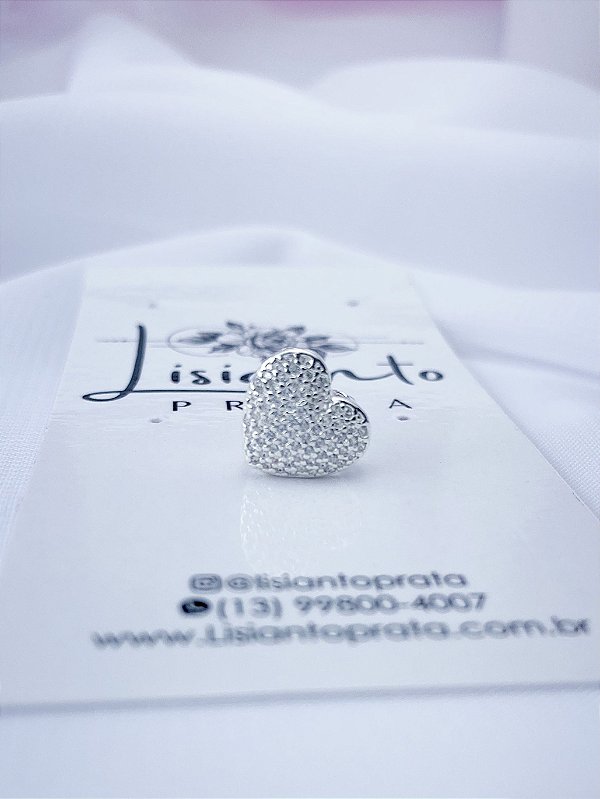 Pingente Coração Cravejado de Micro Zircônias - Prata 925