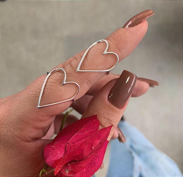 Anel Coração Vazado Grande - Prata 925