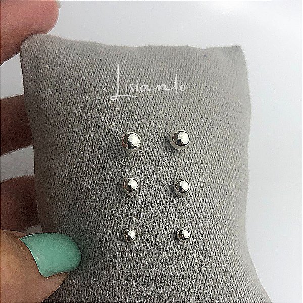 Trios de Brinco Bolinha 3/4/5mm - Prata 925