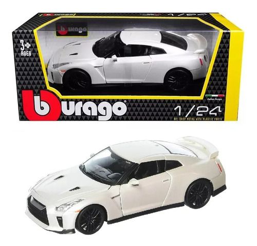 Miniatura Carro Nissan Gt-r 2017 Branco Burago 1/24