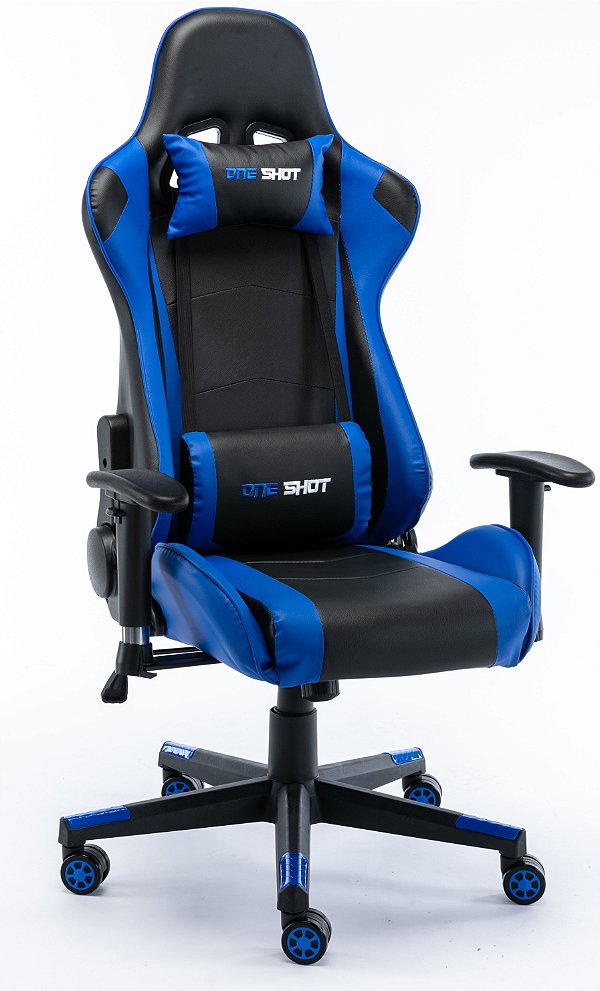 Cadeira Gamer Profissional One Shot Azul e Preto