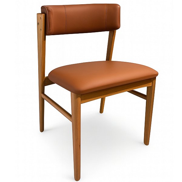 Cadeira Londres Estofada com Encosto Anatômico Sala de Jantar Madeira Cor Imbuia