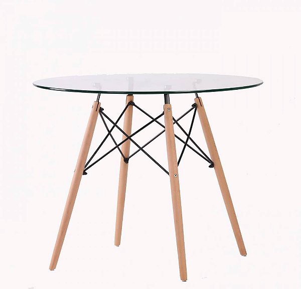 Mesa Eames Eiffel Redonda Ø90cm Vidro