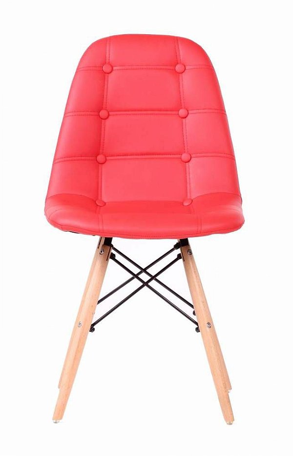 Cadeira Dkr Charles Eames Estofada Botonê - Vermelha