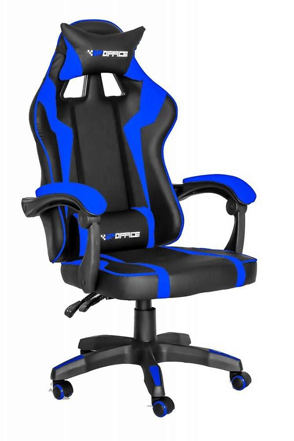 Cadeira Gamer Gp Office Reclinável Azul e Preto