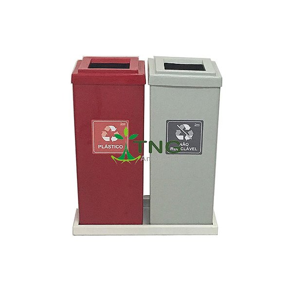 Conjunto Coleta Seletiva Com 02 Lixeiras Em Fiberglass Com Aro, 50 Litros Cada