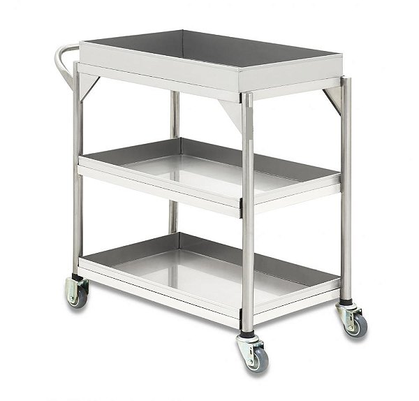 Carro Auxiliar 3 Bandejas Em Aço Inox 304