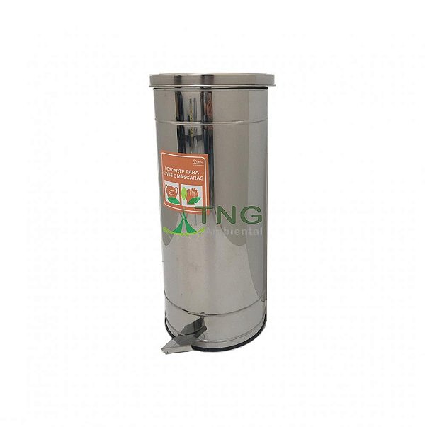 Lixeira 25 Litros Em Aço Inox Com Pedal - Coleta de Máscaras