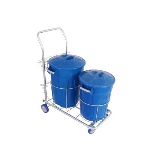 Carrinho Funcional Para Limpeza Com 02 Lixeiras