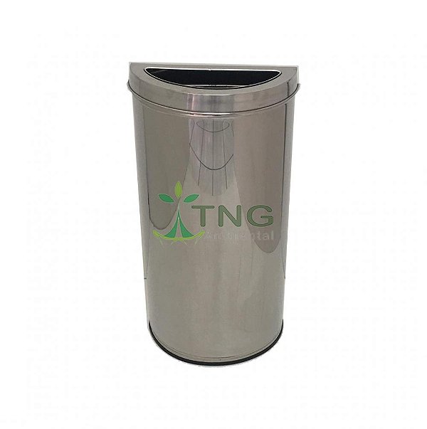 Lixeira 60 Litros Em Aço Inox No Formato Meia-Lua