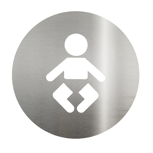 Placa Em Aço Inox Escovado - Fraldário