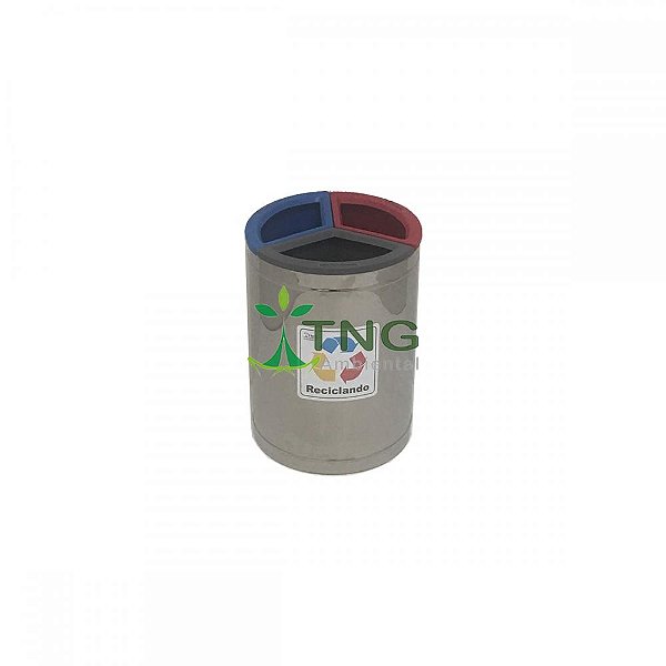 Lixeira 50 Litros Aço Inox Com Três Divisórias