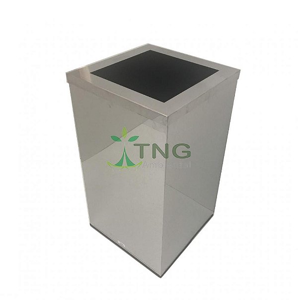 Lixeira 175 Litros Quadrada Em Aço Inox Com Aro *novidade*