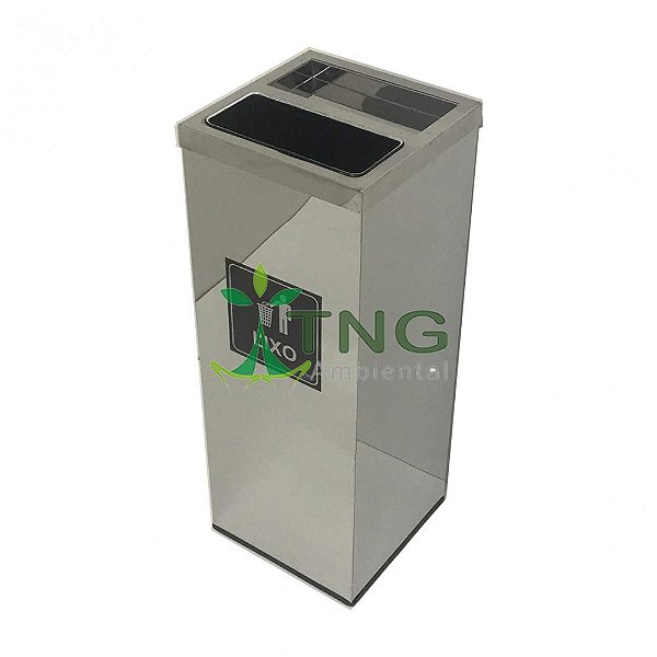 Lixeira 45 Litros Quadrada Em Aço Inox Com Tampa Cinzeiro