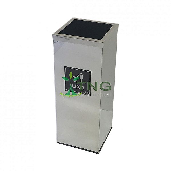 Lixeira 45 Litros Quadrada Em Aço Inox Com Aro