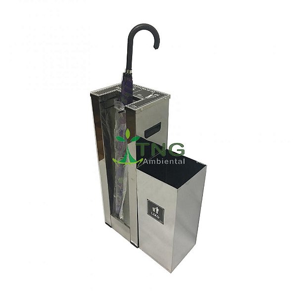 Embalador de Guarda-Chuva Em Aço Inox Com Lixeira