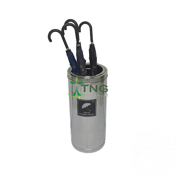 Porta Guarda-Chuva Em Aço Inox Com Aro - Capacidade 10 guarda-chuva