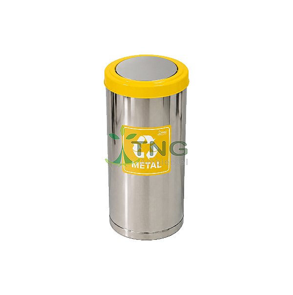 Lixeira 50 litros em aço inox com tampa flip-top colorida